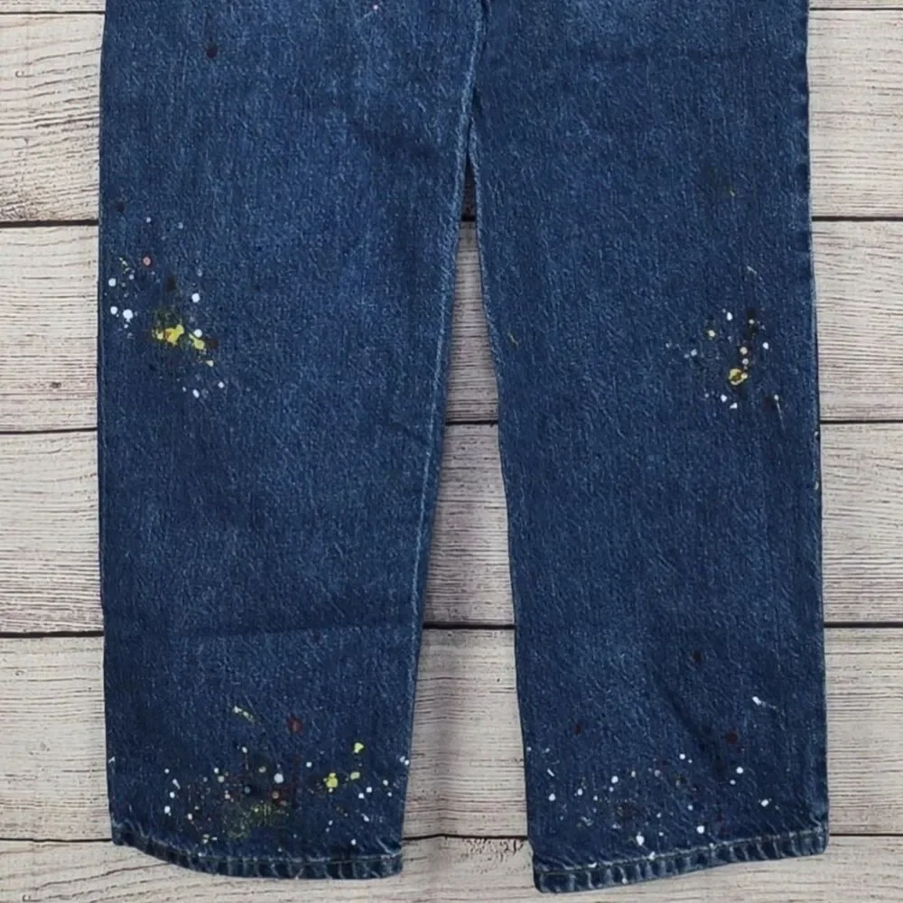 Zara Paint Splatter High Rise Cropped Painter Wide Leg Jeans Size 0 NWT - Picture 8 of 10